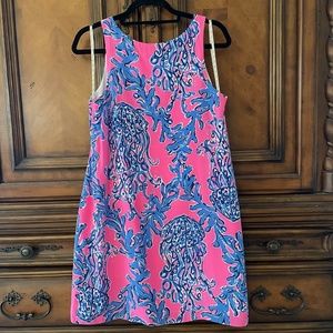 LILLY PULITZER - Pink and Blue "Jellyfish in Coral" Jackie Shift Dress